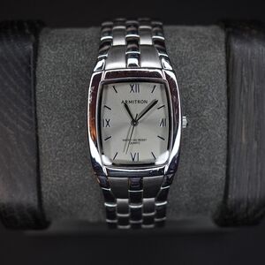 Men’s Silver Tank Armitron Watch Classy Roman Numerals New Battery